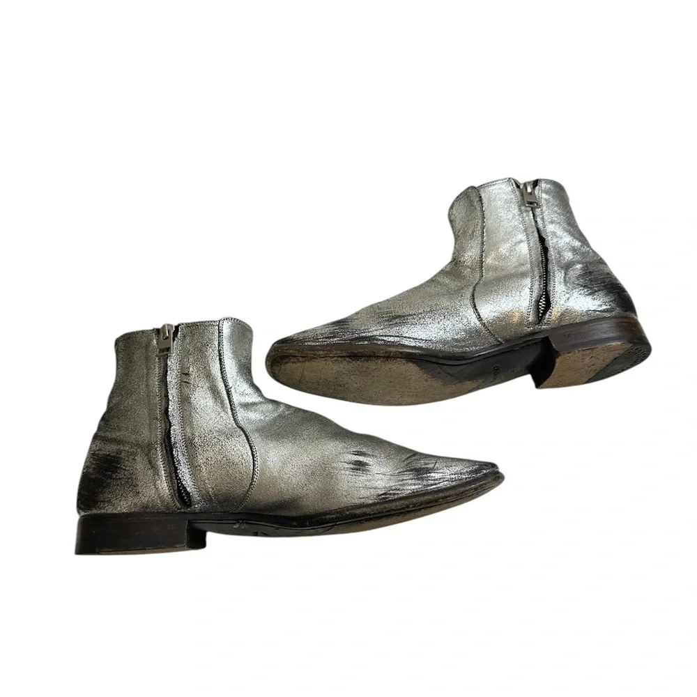 Tom Ford Silver distress ankle boots size 9